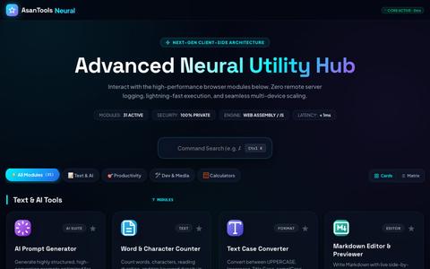 AsanTools — 31+ Next-Gen Web Utilities & Neural Hub — screenshot