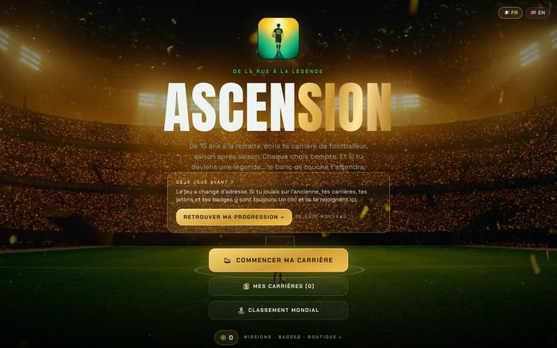 ASCENSION · Free Online Football Career Game — screenshot