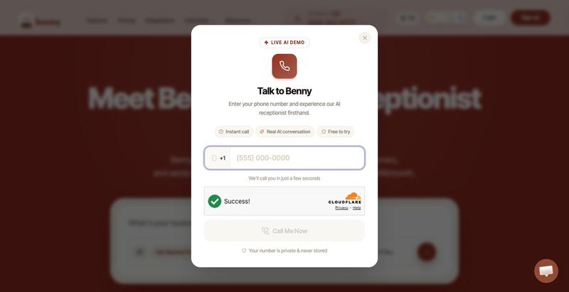 24/7 AI Virtual Receptionist for Canadian Small Businesses | Ask Benny — screenshot