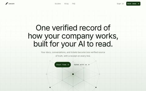 Recon — one verified record of what your company knows — screenshot