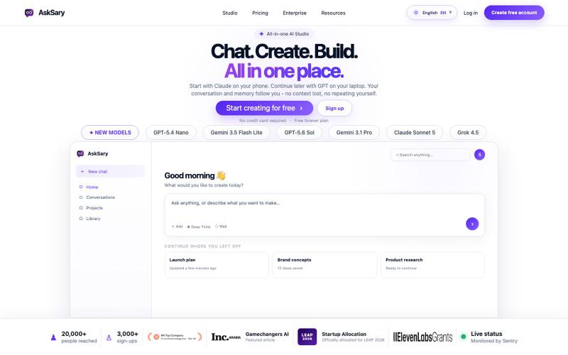AskSary — Chat. Create. Build. — screenshot
