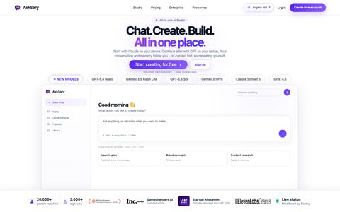 AskSary — Chat. Create. Build. — screenshot