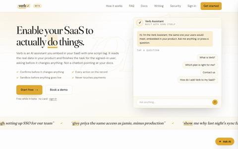 Verb: an AI assistant inside your SaaS that takes real actions — screenshot