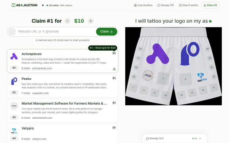 Ass Auction. Your logo on my ass. — screenshot