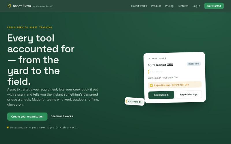 Asset Extra — Equipment & asset tracking for field teams — screenshot