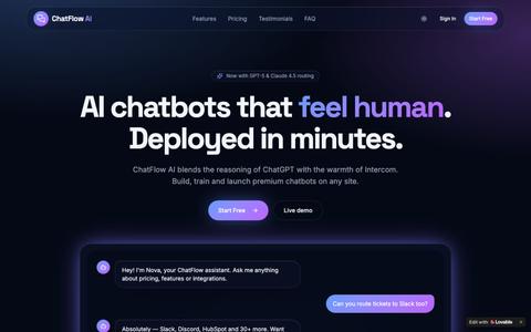 ChatFlow AI — Premium AI Chatbots for Support Teams — screenshot