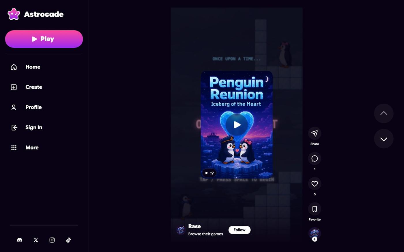 Penguin Reunion: Iceberg of the Heart | Astrocade — screenshot