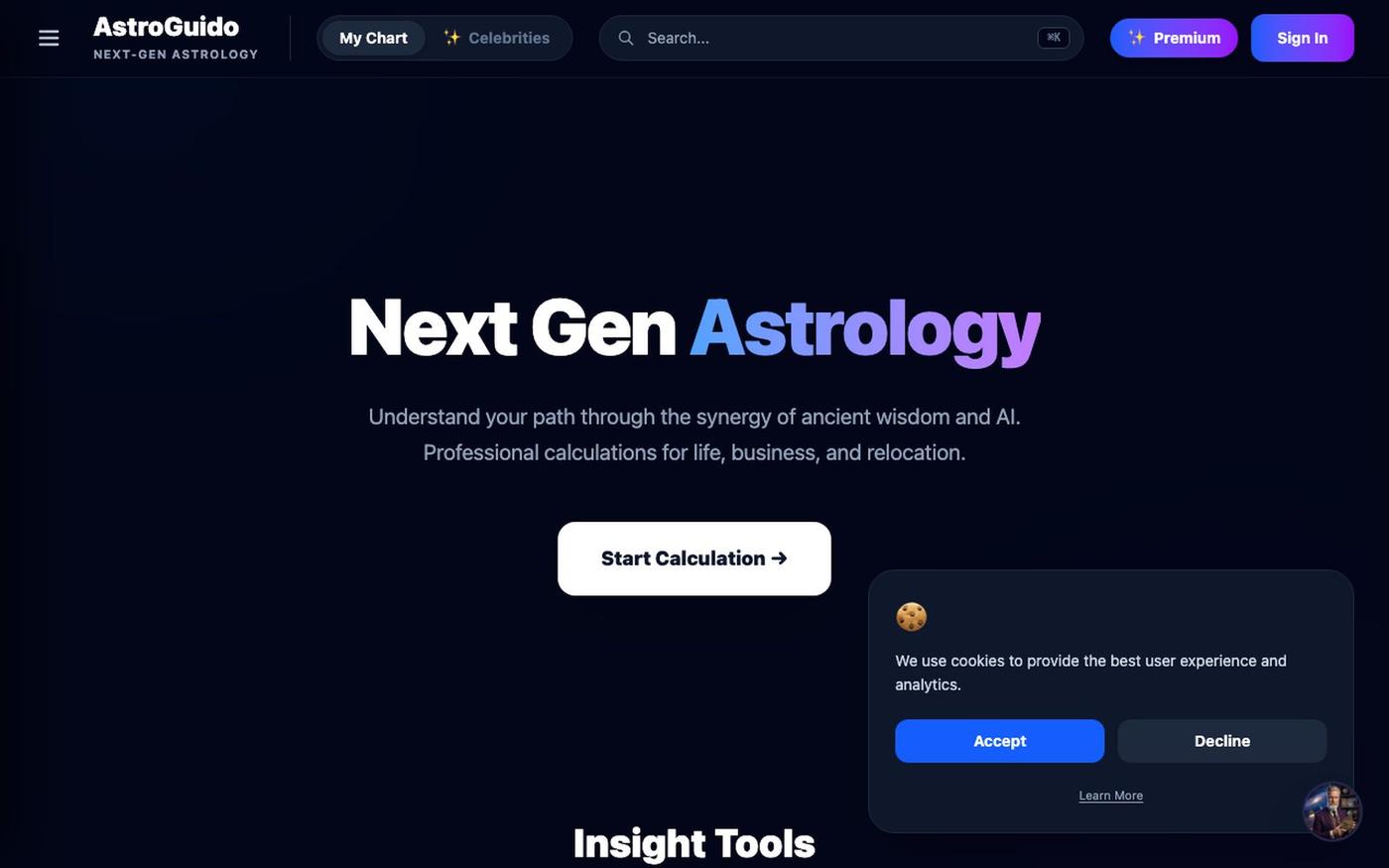 AstroGuido | AI Astrologer & Birth Chart Calculator — screenshot