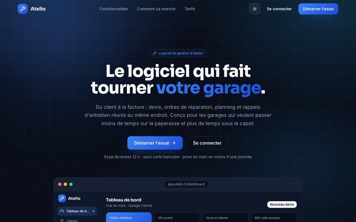Atelio — Logiciel de gestion d'atelier — screenshot