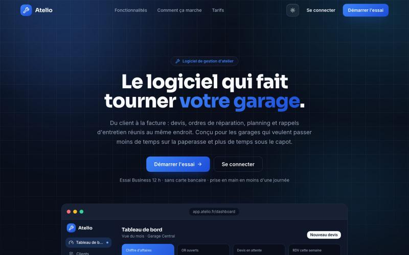 Atelio — Logiciel de gestion d'atelier — screenshot