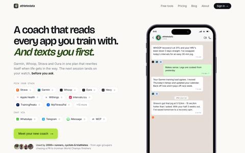 athletedata - AI Fitness Coach for Strava, Garmin & WHOOP — screenshot