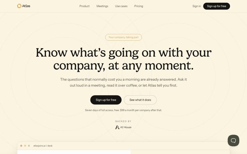 Atlas: know what's going on with your company, at any moment — screenshot
