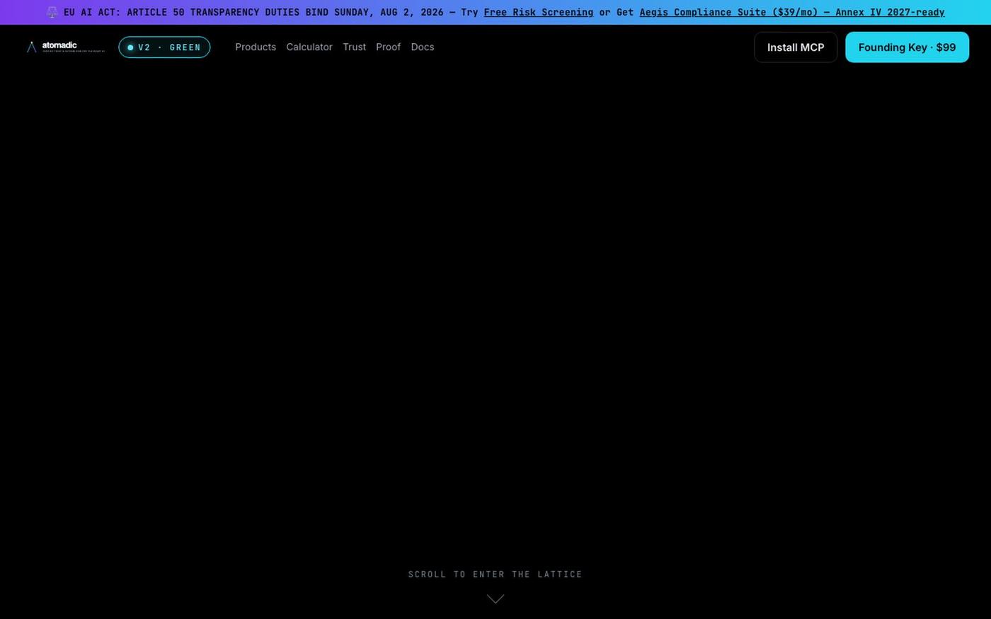 Atomadic — MCP Server for AI Compliance & Trust — screenshot