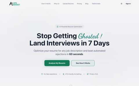 Free ATS Resume Checker | Beat ATS in 60s – ATSBoost — screenshot