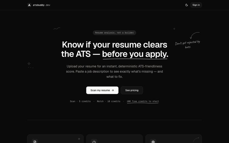 ATSBuddy — Instant ATS resume score & job-match analysis — screenshot