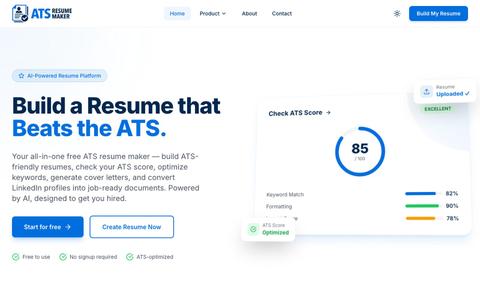 ATS Resume Maker | AI Resume Maker & ATS Optimizer — screenshot