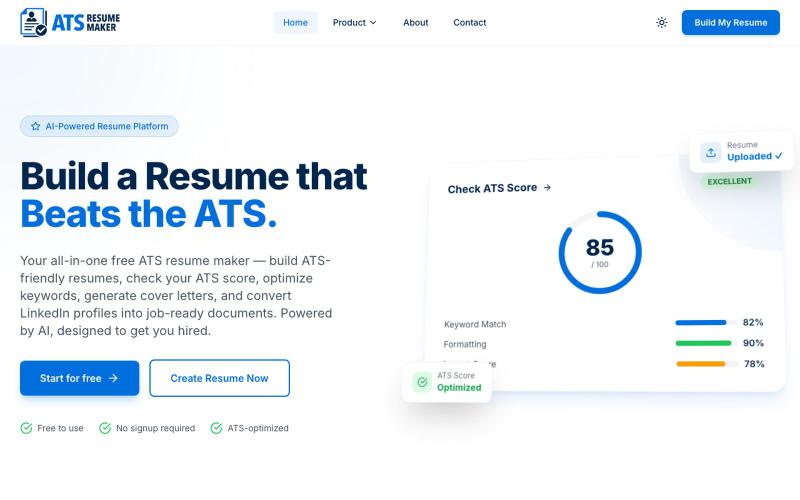 ATS Resume Maker | AI Resume Maker & ATS Optimizer — screenshot