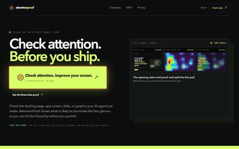 AttentionProof — Check attention before you ship — screenshot