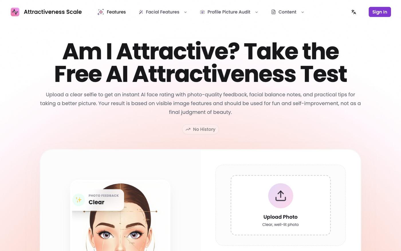 AI Attractiveness Test & Profile Photo Analyzer | Free Photo Feedback — screenshot