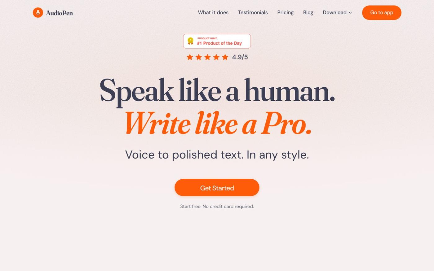 AudioPen | Voice to Polished Text. In any style. — screenshot