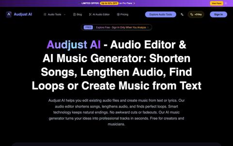 Audjust AI: Audio Editing & AI Music Creation Tool Free — screenshot