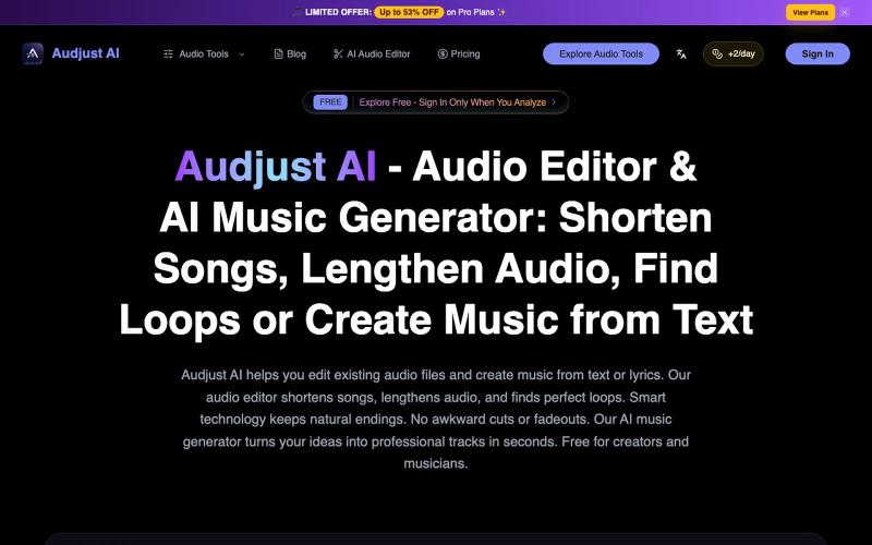 Audjust AI: Audio Editing & AI Music Creation Tool Free — screenshot