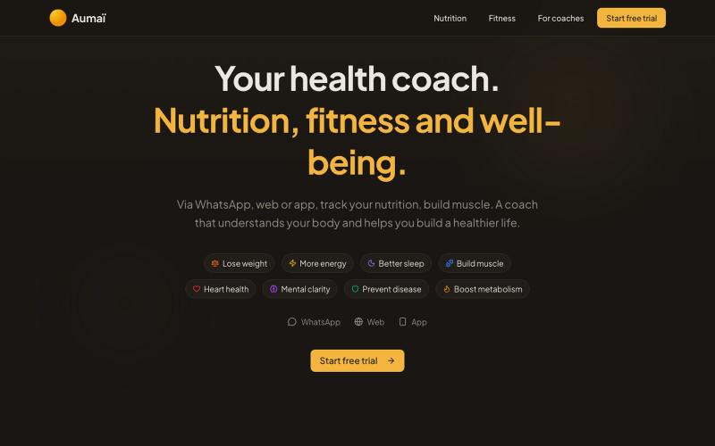 Aumaï — Your Health Coach | Nutrition & Fitness Tracking — screenshot