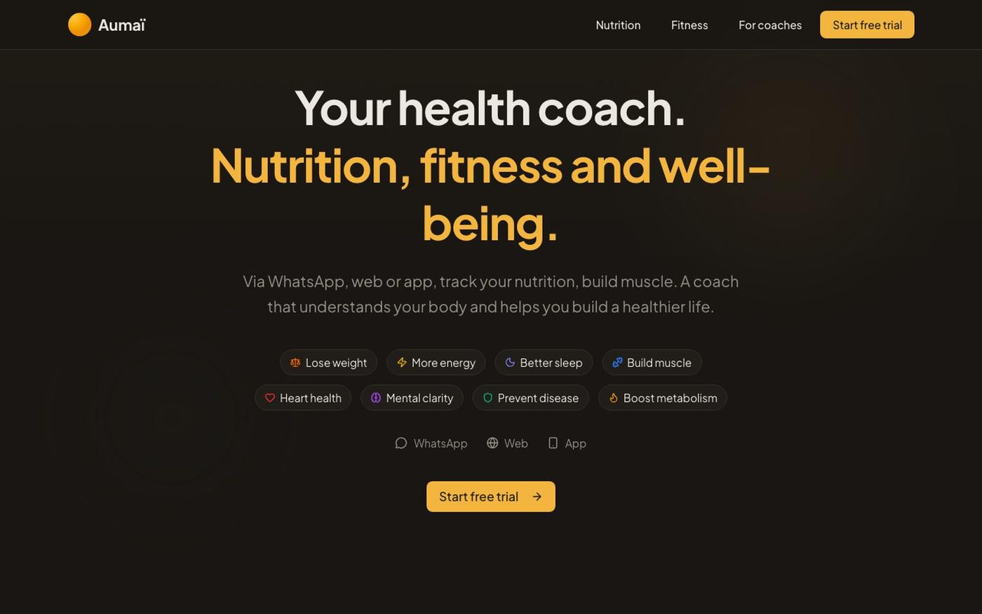 Aumaï — Your Health Coach | Nutrition & Fitness Tracking — screenshot