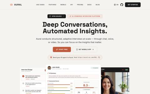 Aural - AI Interview Platform for Voice, Chat & Video — screenshot