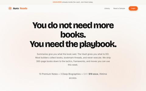 Aura Reads | The Execution Vault for Obsessed Builders — screenshot