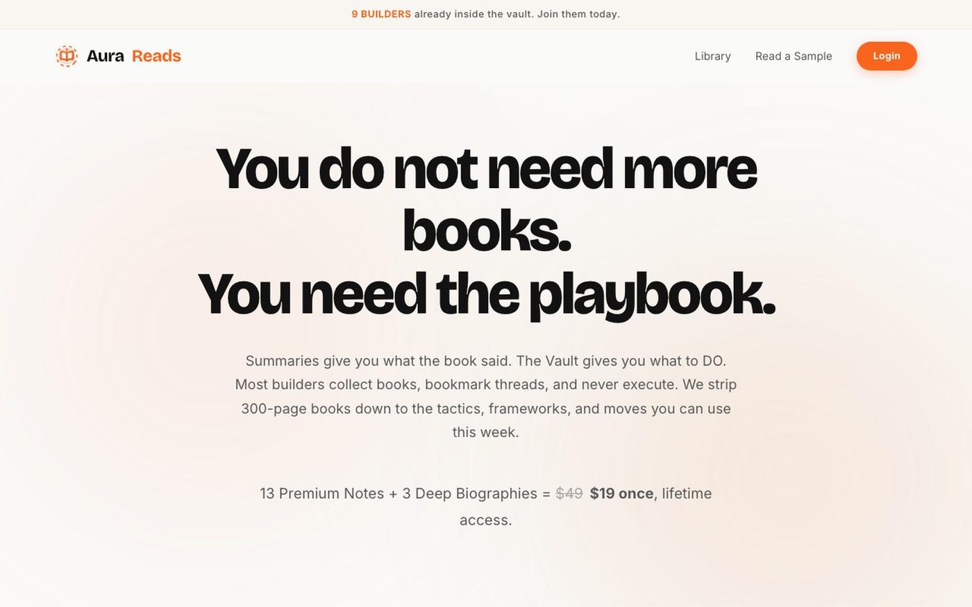 Aura Reads | The Execution Vault for Obsessed Builders — screenshot