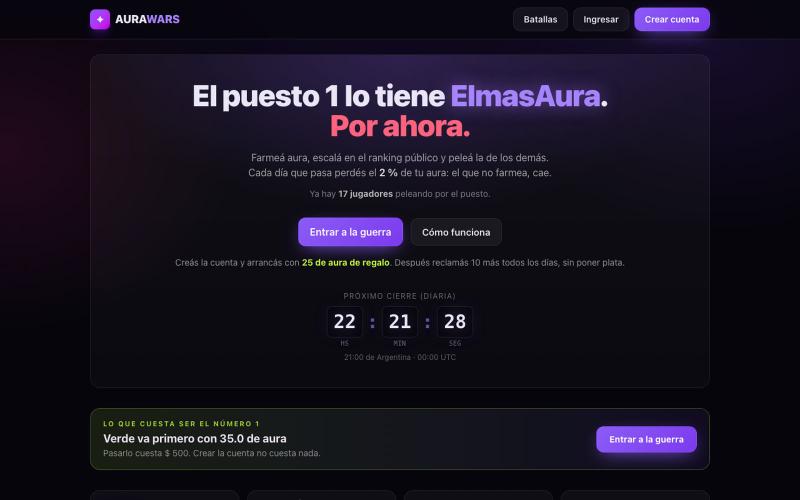 Aura Wars — el ranking público de aura — screenshot