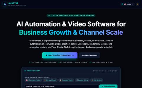 Auretap — AI Digital Marketing, Video Automation & Software for Businesses — screenshot