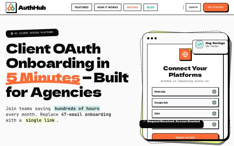 AuthHub | Streamline Client OAuth Onboarding — screenshot
