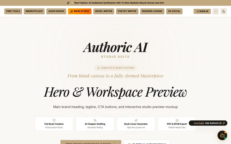 Authoric AI - The All-in-One AI Book Writing Software & Publisher Suite — screenshot