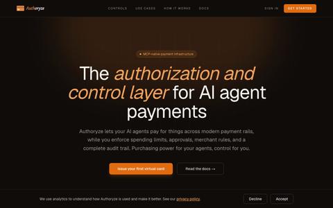 Authoryze: Your agent never sees your real card — screenshot