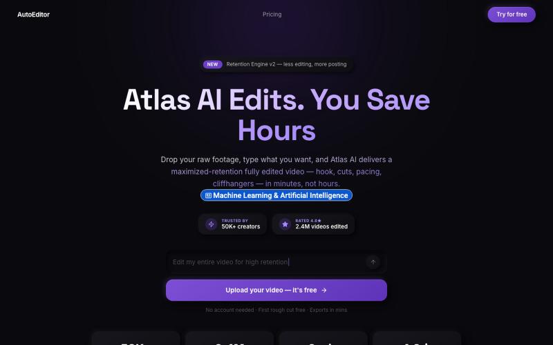 AI Video Editor — AutoEditor | Edit Video with AI in Minutes — screenshot