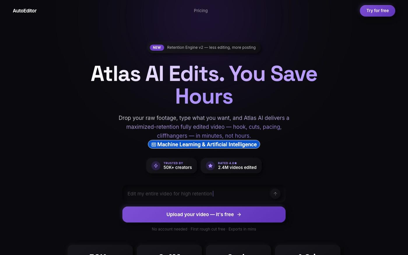 AI Video Editor — AutoEditor | Edit Video with AI in Minutes — screenshot