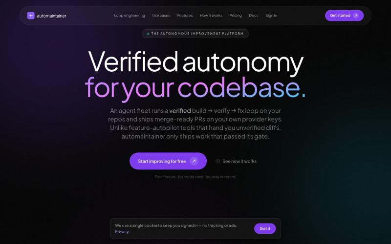 Automaintainer — Verified autonomy for your codebase — screenshot