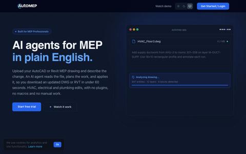 AutoMEP, AI Agents for AutoCAD and Revit MEP Drafting — screenshot