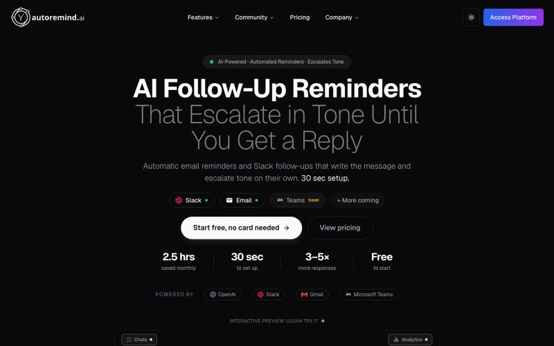 autoremind.ai - AI Follow-Up Reminders That Escalate in Tone Automatically — screenshot