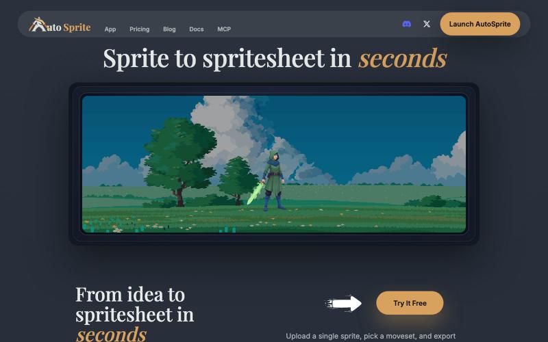 AutoSprite - AI Sprite Sheet Generator | Create Game Animations in Seconds — screenshot