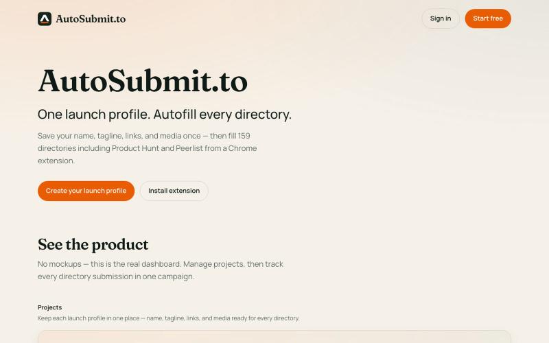 AutoSubmit.to — Directory launch profiles — screenshot