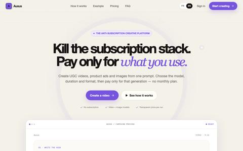 Auxus — Kill the subscription stack — screenshot