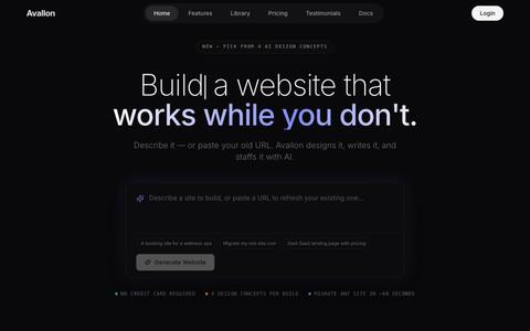 Avallon - Build Websites with AI — screenshot