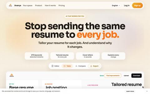 Avança CV | Adapta tu CV a cada oferta con IA — screenshot