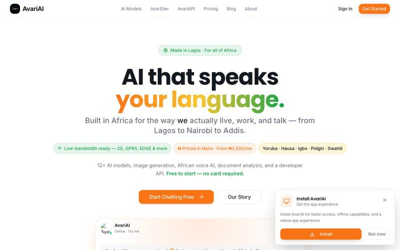 AvariAI - Africa’s AI operating system. — screenshot