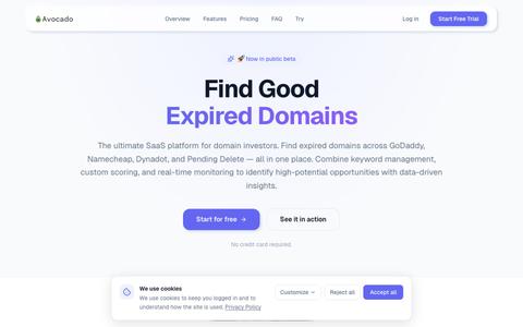 Avocado Domains — Expired Domain Hub — screenshot
