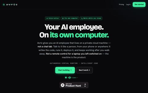 Avriz — your AI employee, on its own computer — screenshot