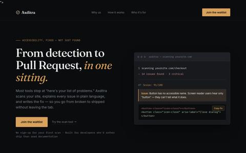 Axditra — From detection to Pull Request, in one sitting. — screenshot